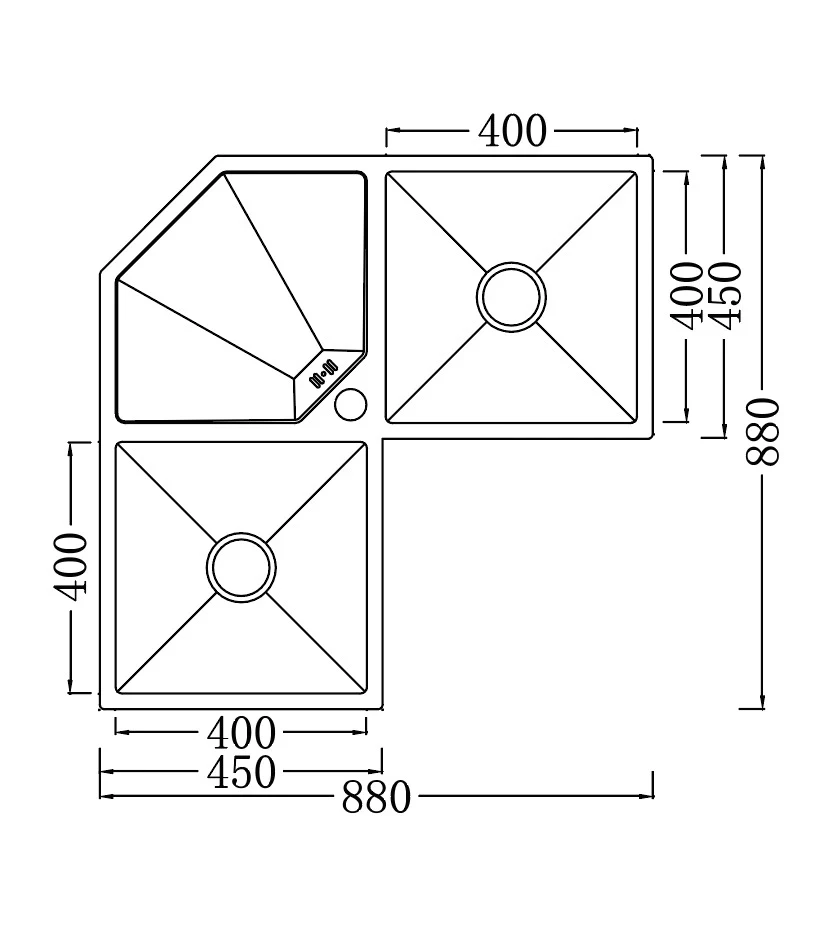 Kích thước chậu rửa bát góc (2) 