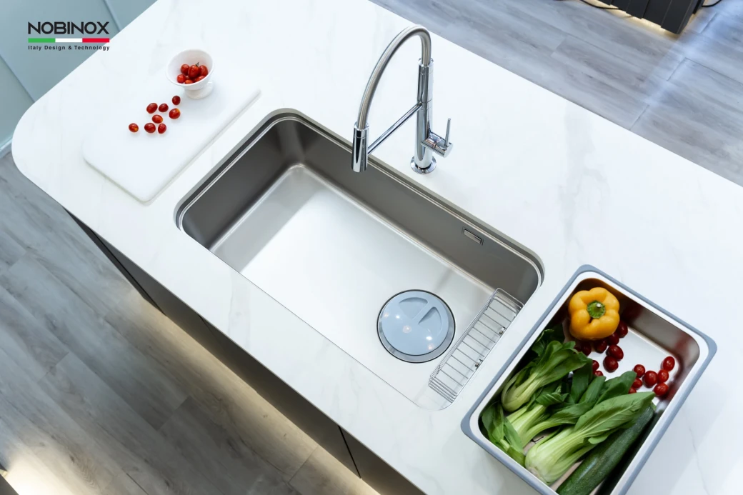 Chậu rửa bát Nobinox Nova A282M lắp âm trên bếp đảo