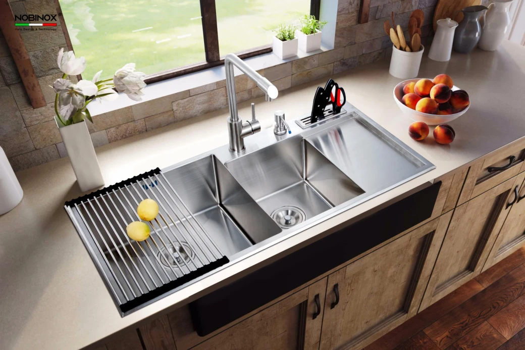 Chậu rửa bát 2 hố có bàn chờ