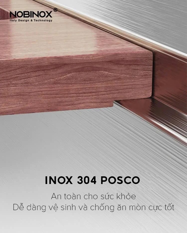 Chất liệu chậu rửa bát nobinox