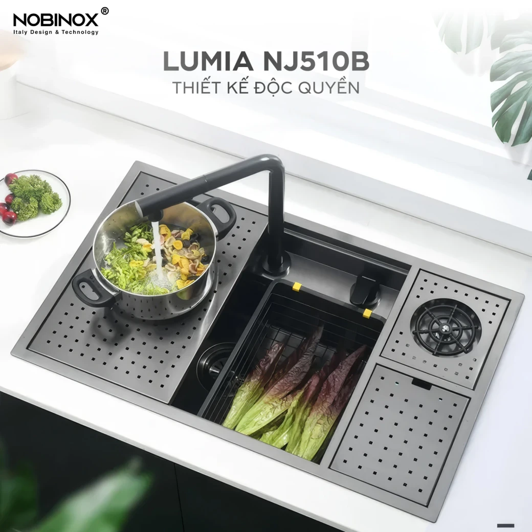CHẬU RỬA BÁT 1 HỐ NOBINOX LUMIA NJ510B... - image 1
