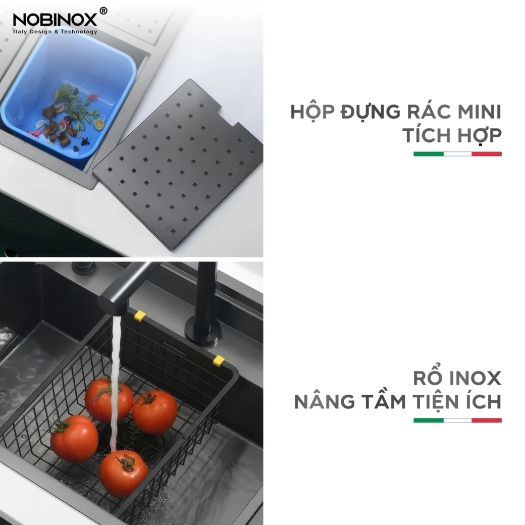 CHẬU RỬA BÁT 1 HỐ NOBINOX LUMIA NJ510B... - image 4
