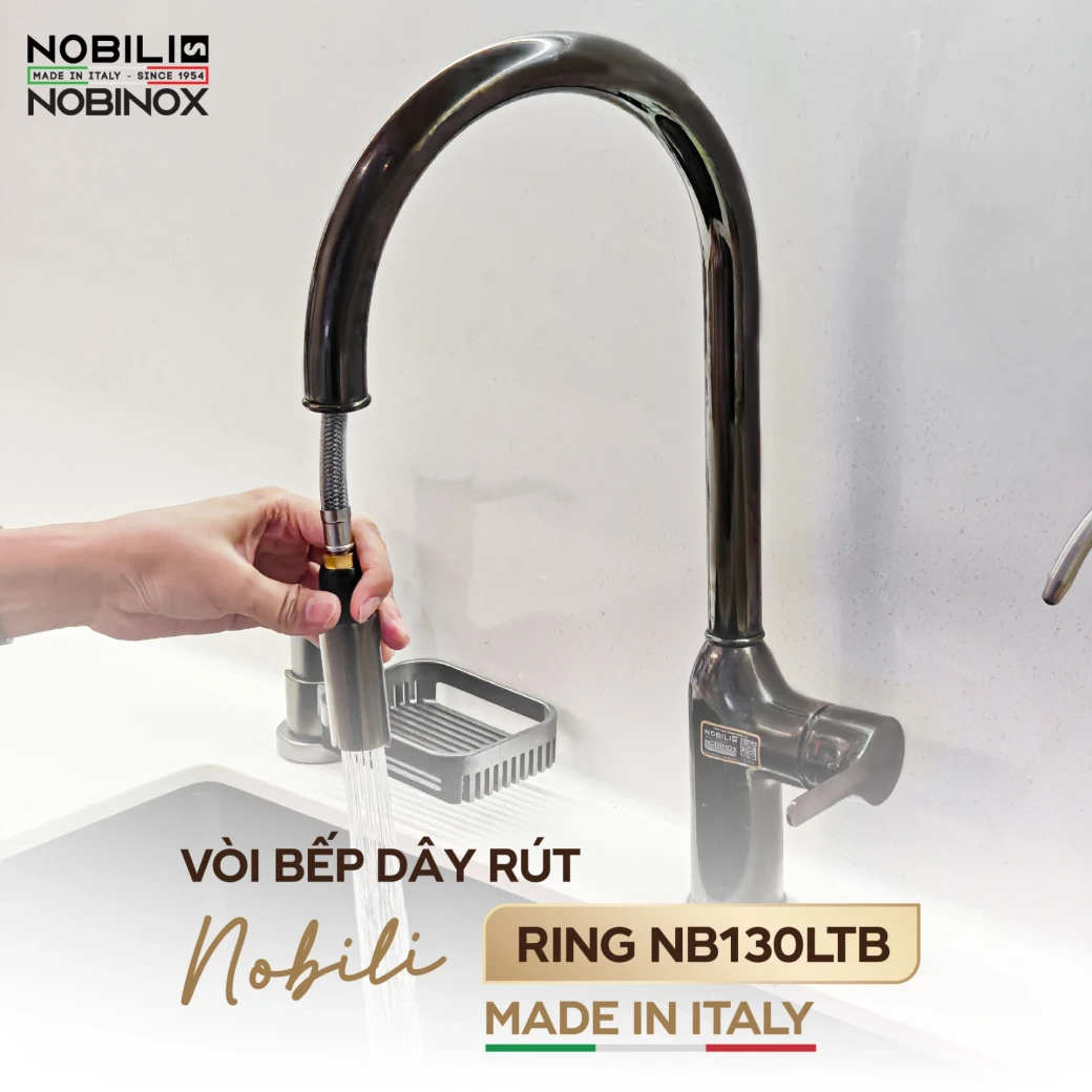 Đức Anh lại lựa chọn Vòi bếp dây rút Nobili RING NB130LTB