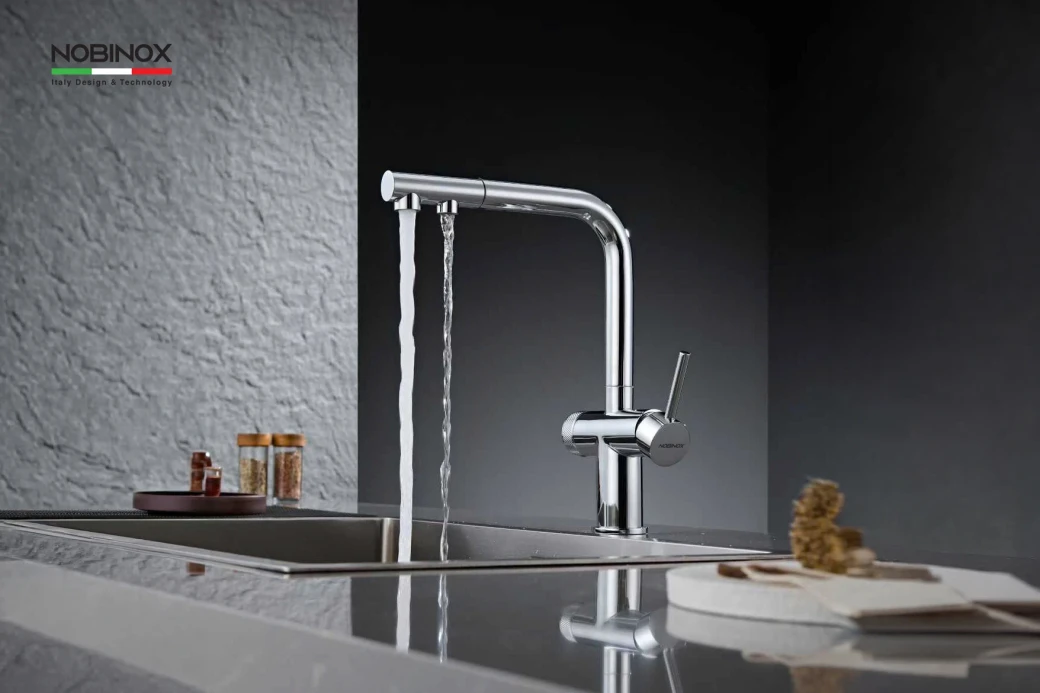 vòi rửa bát dây rút 3 đường nước NOBINOX MIRA NX333