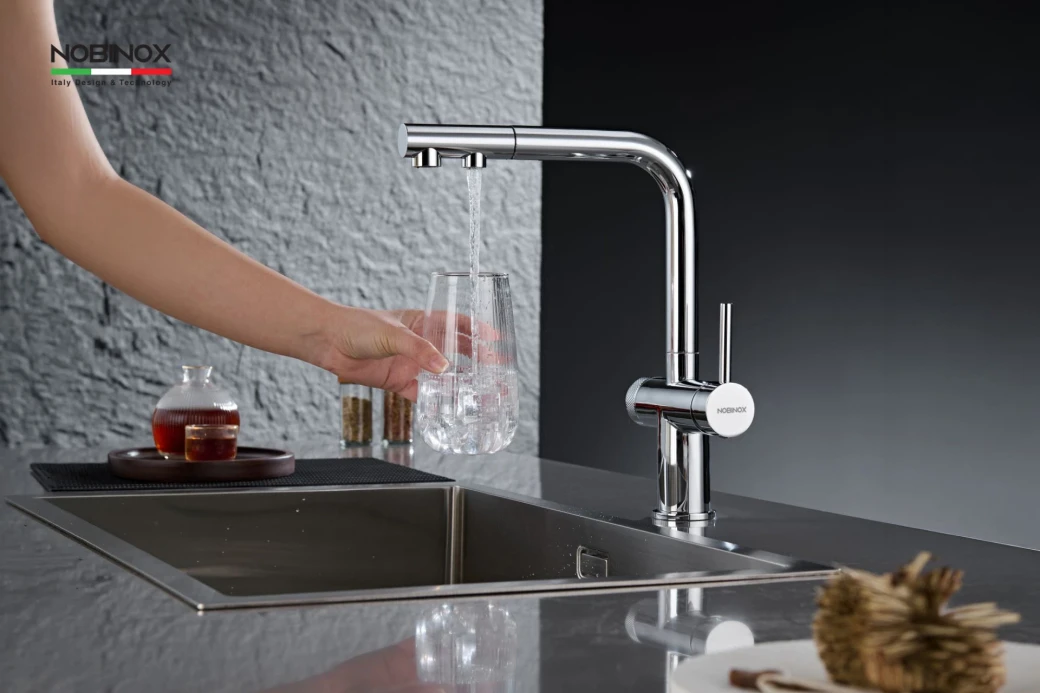 vòi rửa bát dây rút 3 đường nước NOBINOX MIRA NX333
