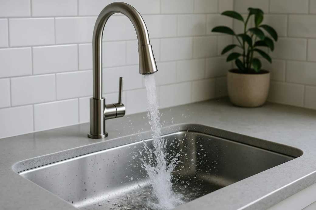 Áp lực nước lớn dẫn đến tình trạng vòi bị bắn nước khi rửa