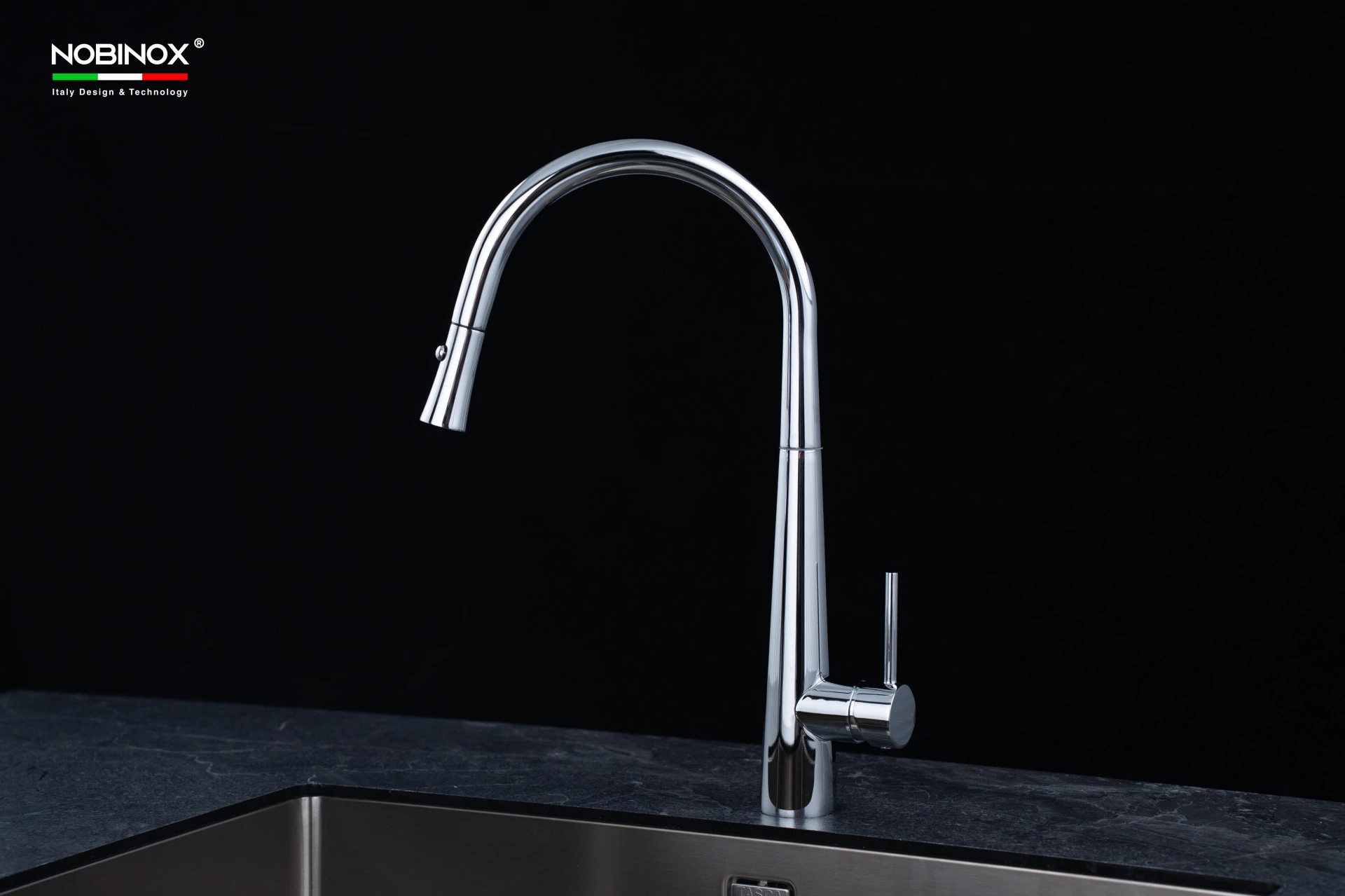 Chi tiết Vòi rửa bát dây rút Nobinox LOTUS 640